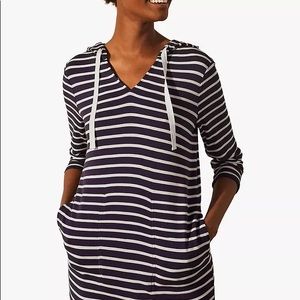 Boden Imelda Stripe Hooded Tunic Dress Navy/Ivory